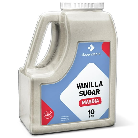 Dependable Food Vanilla Sugar, Kosher & Allergen Free Vanilla Sugar Seasoning in Airtight Container, 10-lb Bulk Jar
