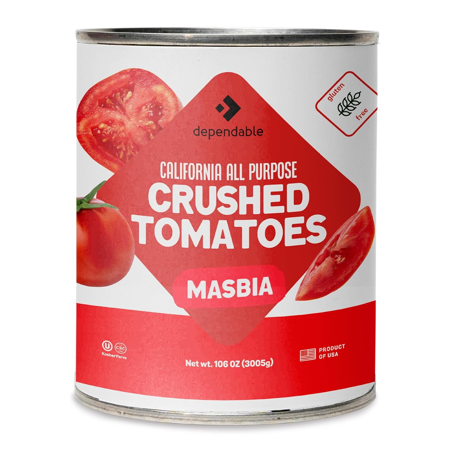 Dependable Food Crushed Tomatoes Kosher and Gluten Free California All