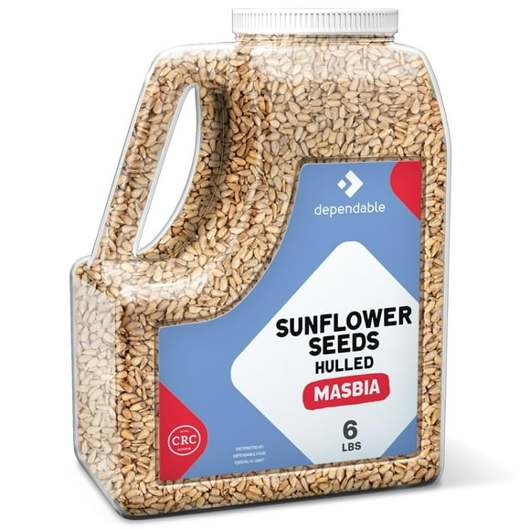 Dependable Foods Hulled Sunflower Seeds – 6 Lb. Bulk Jar - Non-GMO, Kosher, Salt-Free, Seasoning | Nutty Goodness