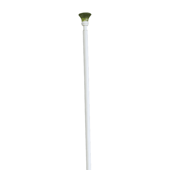 Dependable Industries 1/2" Diameter Complete Drapery Curtain Rod Set Size 28-48 inches White with Green Finial