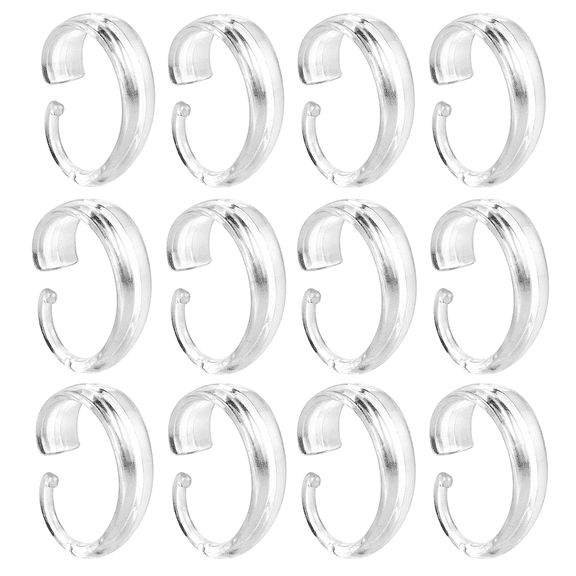 Dependable Industries 12 Clear Plastic C-Shape Shower Curtain Hooks