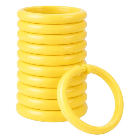 Dependable Industries 12 Piece Plastic Basic Locking Round Hook Easy Gliding Shower Curtain Rings Fits All Standard Size Shower Rods (Yellow)