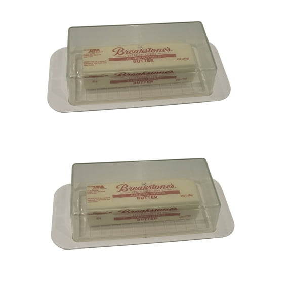 Dependable Industries 2 Pack Butter Dish With Cover and Handles Fits Both Elgin East Coast and West Coast Bars of Butter White