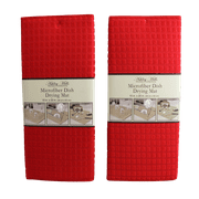 Dependable Industries 2 Pack Embossed Microfiber Dish Drying Mat Red