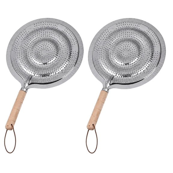 2-Pack Flame Tamer Simmer Ring Heat Diffuser for Gas & Electric Stoves, 8.5" Aluminum Plates with Wooden Handles