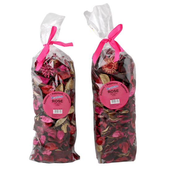 Dependable Industries 2 Pack Fresh Scent Potpourri Petal Bowl and Vase Filler Home Dcor 2 Large Bags 120 Grams each Rose