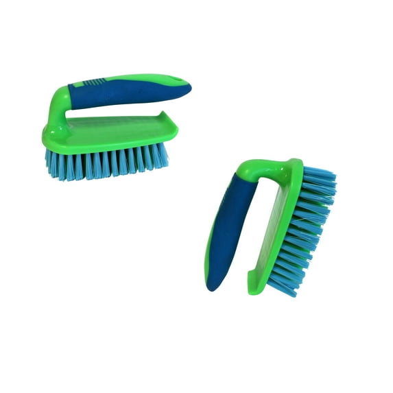 Dependable Industries 2 Pack Multi Purpose Plastic and Nylon Bristle Household Cleaning Scrub Brush
