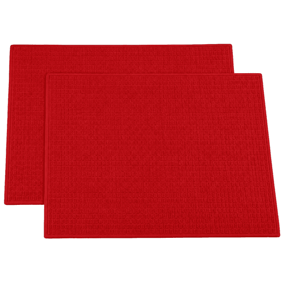 2 Pack Red Dish Drying Mat 20" x 15" Absorbent Kitchen Counter Dry Pad for Dish Rack Glassware Bottles by Dependable Industries