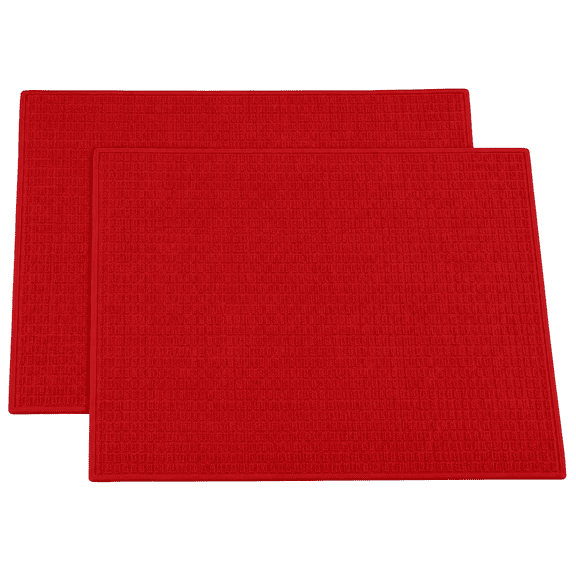 2 Pack Red Dish Drying Mat 20" x 15" Absorbent Kitchen Counter Dry Pad for Dish Rack Glassware Bottles by Dependable Industries