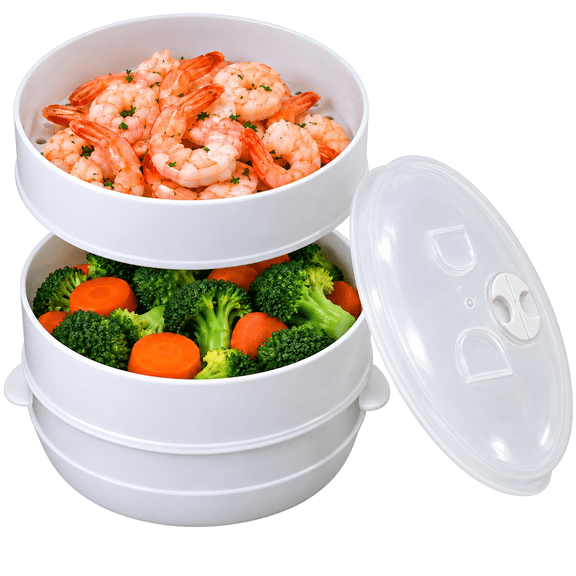 Dependable Industries 2-Tier Microwave Food Steamer, BPA-Free
