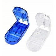 Dependable Industries 2 pack Pill Cutter Box Ergonomic Design Pill Splitter Stainless Steel Blades Storage Holder