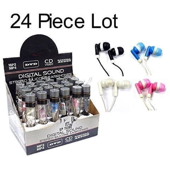 Dependable Industries 24 pc Wholesale Lot Stereo Earbuds Headphones Earphones Digital Sound Silicone Earphones