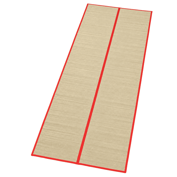 Dependable Industries 24 x 72 Inch Foldable Straw Beach Mat with Handles, Red