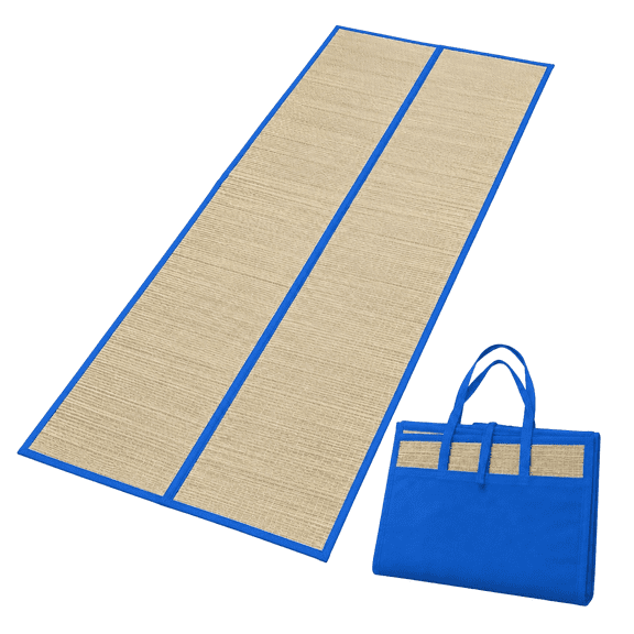 Dependable Industries 24 x 72 in Foldable Straw Beach Mat, Blue, 1 Piece