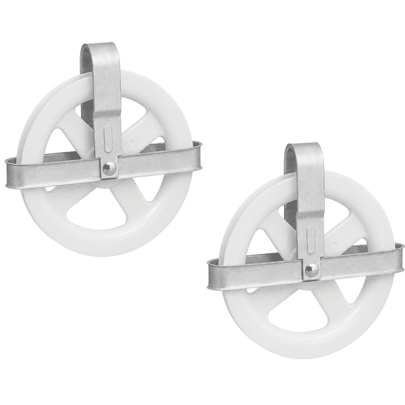Clothesline Pulley 2 Pack 5 Inch Plastic Wheel Deep Groove Aluminum Axle Outdoor Laundry by Dependable Industries