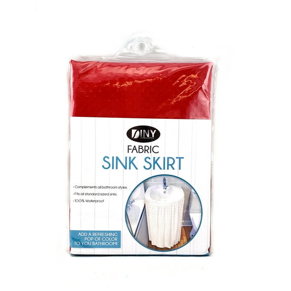 Dependable Industries Bathroom Utility Room Sink Skirt Diamond Stitch RED Self Adhesive 56" x 32" Long Polyester Fabric