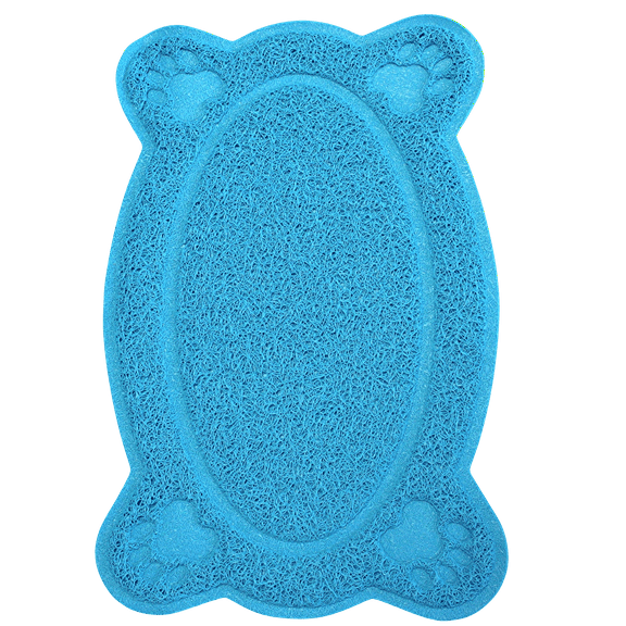 Dependable Industries Bone Shape Pet Feeding Mat Silicone Waterproof Non Slip Dog Cat Bowl Placemat (Blue)