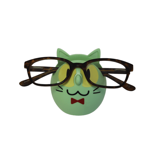 Dependable Industries Cat Eyeglass Holder Stand Display Rack Plastic and Smartphone Holder Green