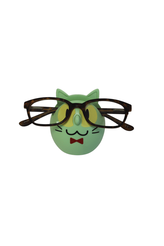 Cat Eyeglass Holder Stand Display Rack Plastic and Smartphone Holder Green