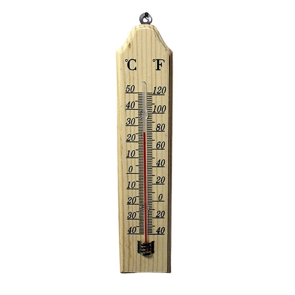 Dependable Industries Classic Design Wood Indoor Wall Thermometer with Double Scales Fahrenheit () and Celsius ()