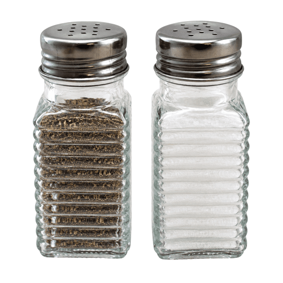 Dependable Industries Glass Salt and Pepper Shakers Stainless Steel 2 Pack