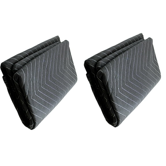 Dependable Industries Cotton and Polyester 2 pack Moving Storage Packing Moving Blanket 40" x 72" Professional Quilted Shipping Movers Furniture Pad Black