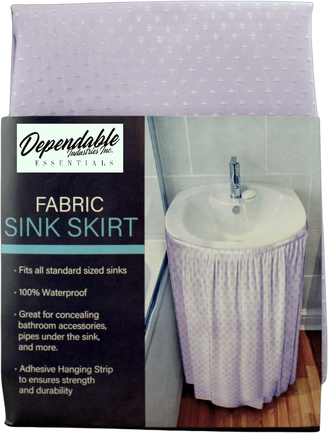 Dependable Industries Diamond Stitch Fabric Bathroom Sink Skirt Utility