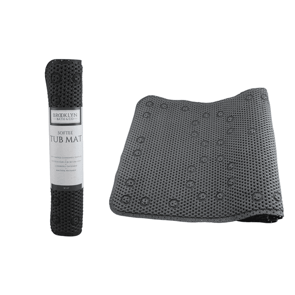 Dependable Industries Extra Large Soft Waffle Cushioned Texture PVC Foam Bathroom Tub Bath Mat Anti-Slip Black