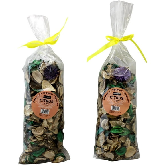 Dependable Industries Fresh Scent Potpourri Petal Bowl and Vase Filler Home Dcor 2 Large Bags 120 Grams Each (Citrus Scent)