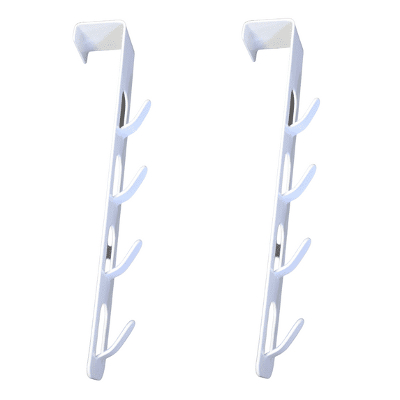 Metal Heavy Duty Set of 2 Space Saving Over The Door Hook Closet Storage Utility Multi Purpose Storage System by Dependable Industries (White)