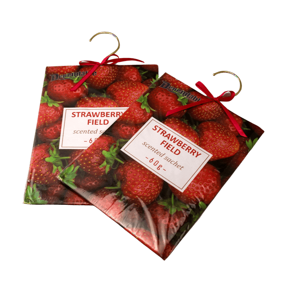 Dependable Industries Inc. Essentials 2 Pack Large Hanging Closet Sachet 9" x 6.75" with Metal Hanger and Bow Strawberry Fragrance