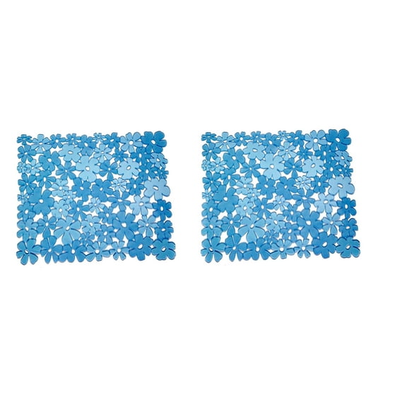 Dependable Industries Inc. Essentials 2 pack Safety Kitchen Floral PVC Sink Mat 15.25" x 11.5" Blue