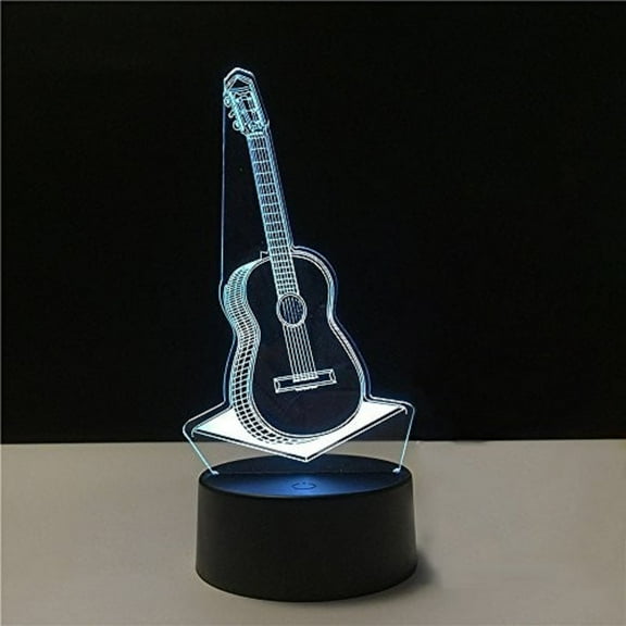 Dependable Industries Inc. Essentials 3D Rock & Roll Guitar LED Light 7 Color Changing Illusion Table Lamp Night Light