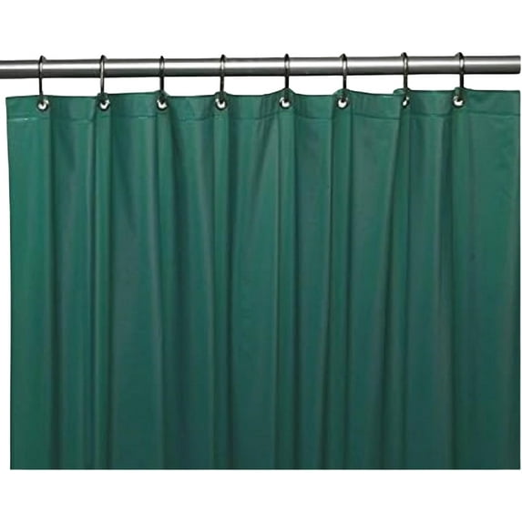 Dependable Industries Inc. Essentials Bathroom Magnetized Shower Curtain Liner with Metal Grommets Waterproof Hunter Green