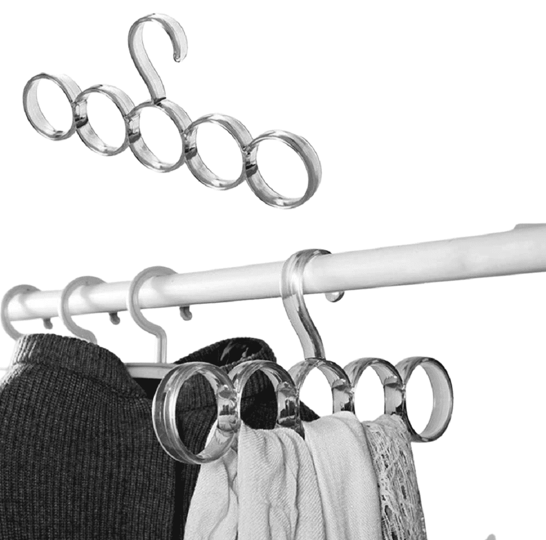 Clear Durable Plastic 5-Hole Snag-Free Scarf and Belt Hanger
