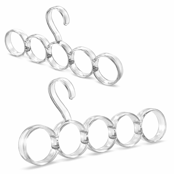 Dependable Industries Essentials 5-Hole Snag-Free Scarf Hanger Closet Organizer, Clear, 2-Pack