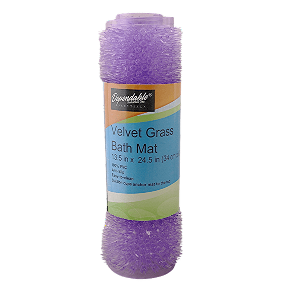 Dependable Industries Inc. Essentials Grass Textured Spa Quality Foot Scrubber Bathmat Bathroom Tub & Bath Mat Anti-Slip 24.5" x 13.5" Lavender