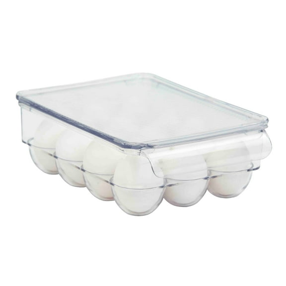 Dependable Industries Inc. Essentials Non-Breakable Refrigerator Stackable Egg Storage Tray with Lid Clear Holds 12 Eggs BPA Free