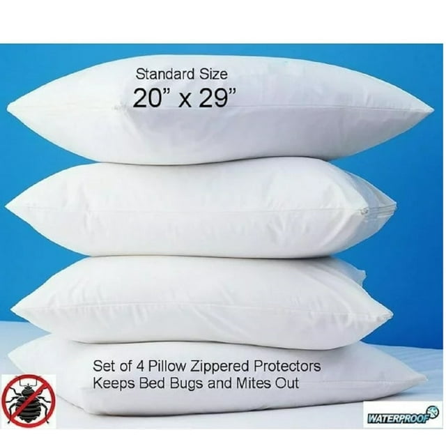 Dependable Industries Inc. Essentials Premium Zippered Vinyl Pillow Protectors 4 Pack Waterproof