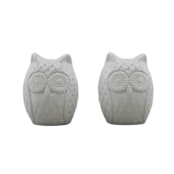Retro Owl Salt & Pepper Shaker Set Ceramic White Kitchen Decor Gift Set