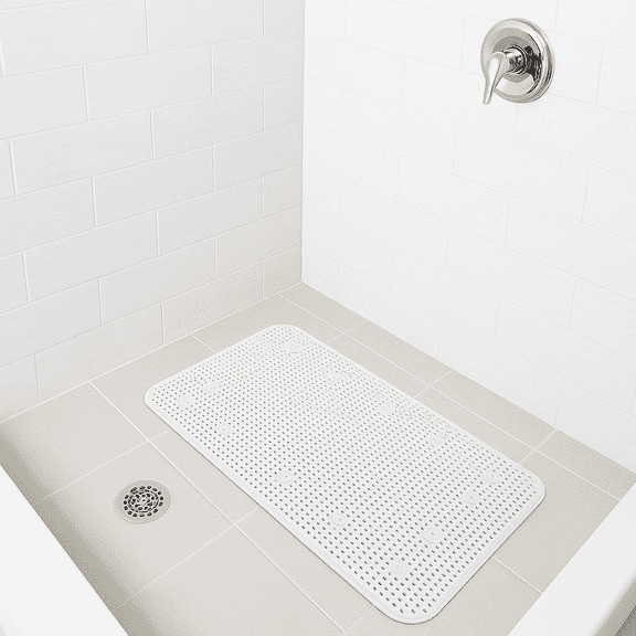 Dependable Industries Inc. Essentials Soft Waffle PVC Foam Cushioned Texture Spa Quality Bathroom Tub & Bath Mat Anti-Slip 27.5" x 16" White