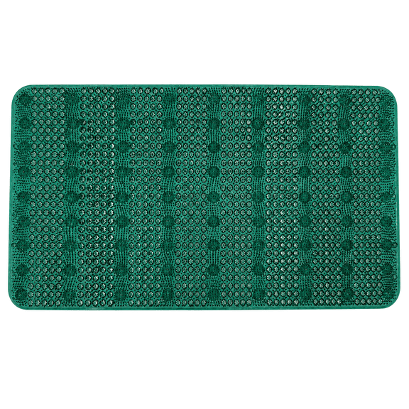 Velvet Grass Bath Mat Anti-Slip 27" x 15" Teal Green Tub Mat Suction Cup