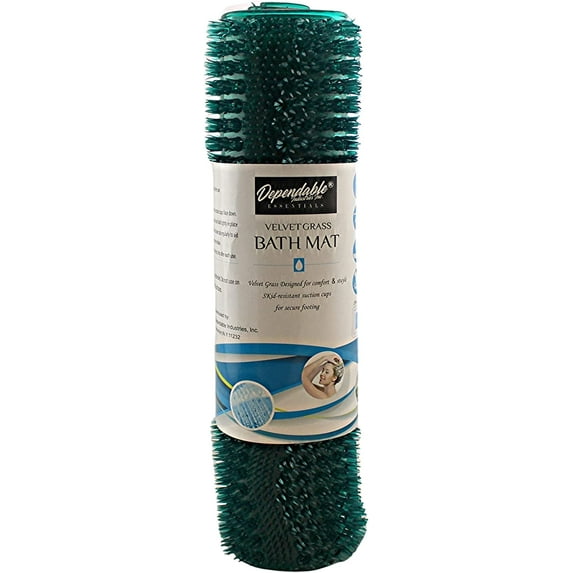 Dependable Industries Inc. Essentials Velvet Grass Bathmat Textured Spa Quality Foot Scrubber Bathroom Tub & Bath Mat Anti-Slip 27" x 15" (Teal Green)