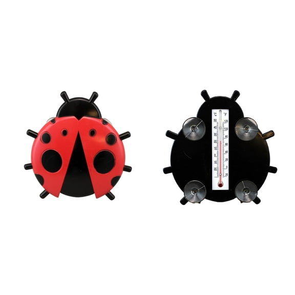 Dependable Industries Ladybug Insect Shape Window Thermometer Suction Cups Indoor Outdoor Weatherproof