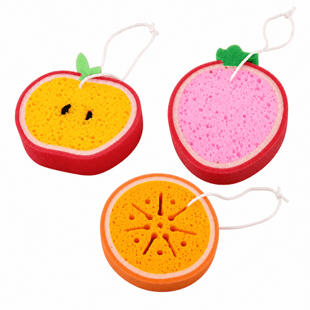 Dependable Industries Luxury Bath Sponges, 3-Pack, Multicolor with Hanging Rope