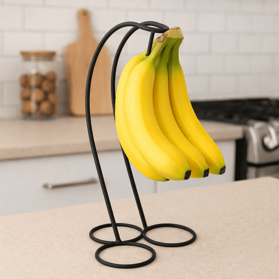 Dependable Industries Matte Black Banana Tree Holder Ripen Fruit Evenly Prevents Bruising and Spoiling
