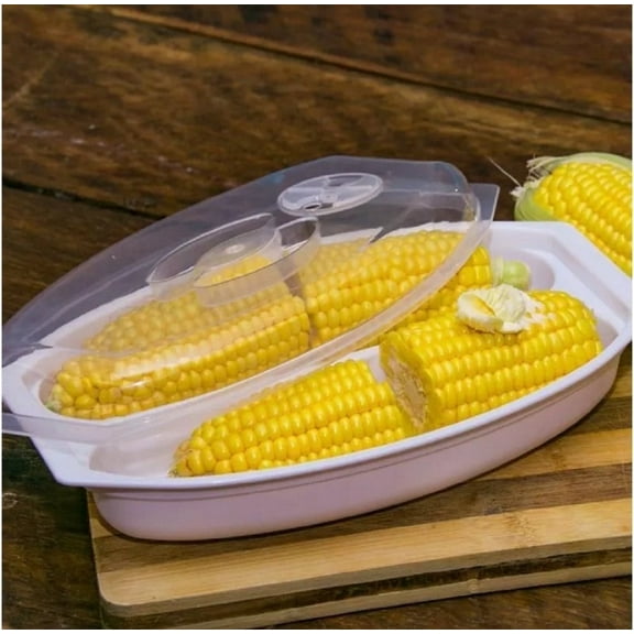 Dependable Industries Microwave Corn Steamer Vented Lid Dishwasher Safe Corn on the Cob Maker
