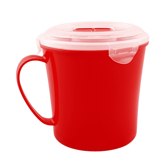 Microwave Soup Mug with Lid and Steam Vent, 20 oz (600 mL), 1 Count, BPA-Free Plastic, Dishwasher & Freezer Safe, Red Dependable Industries Inc. Essentials