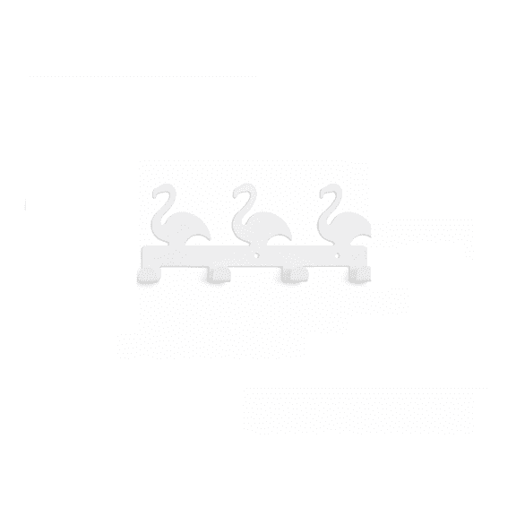 Dependable Industries Multi Purpose 4 Hook Key Holder Wall Mount White Swans 9.5" long x 3.25"