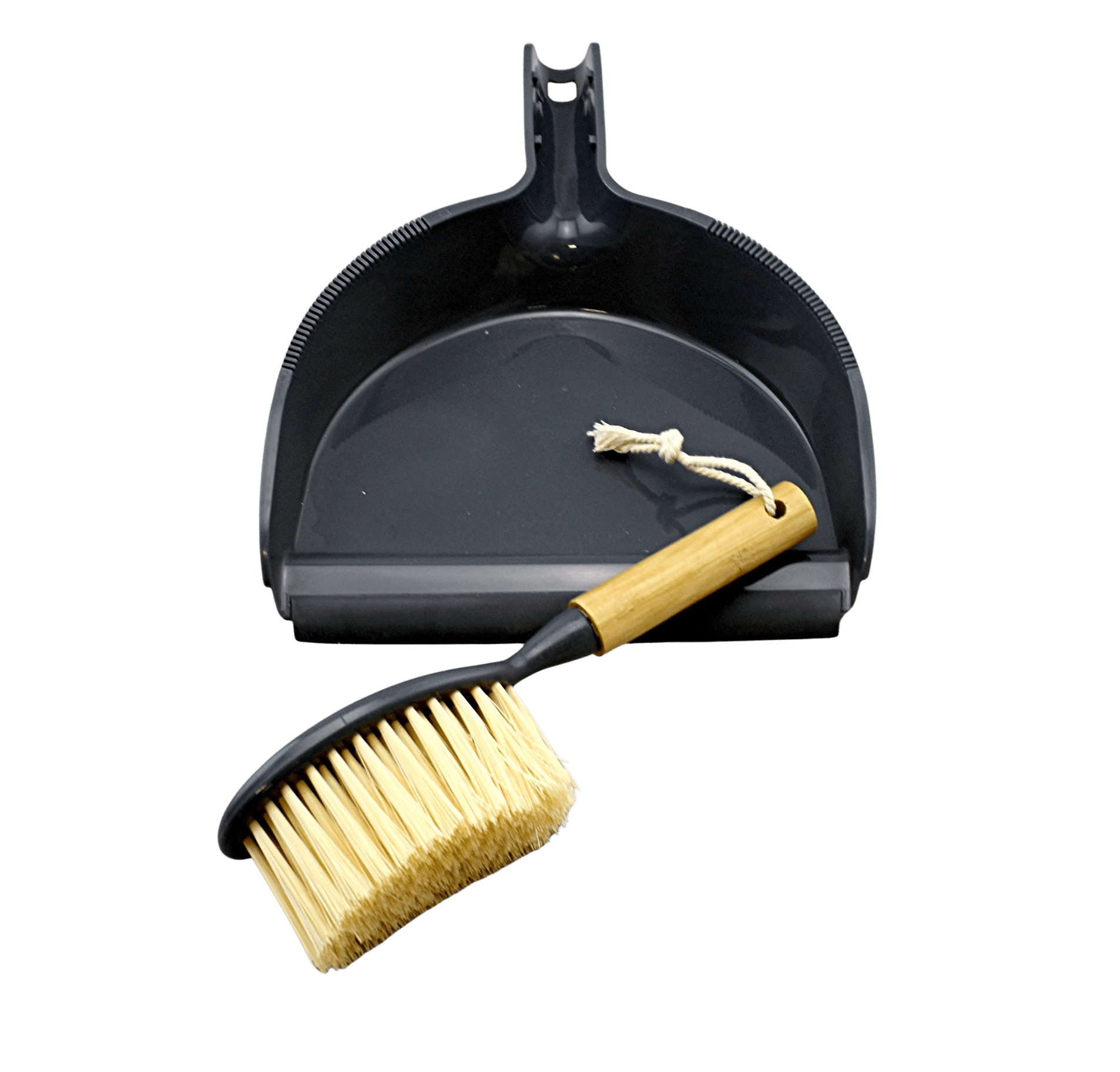 Dependable Industries Natural Bamboo Brush Dustpan with Rubber Lip Set Ideal for Household